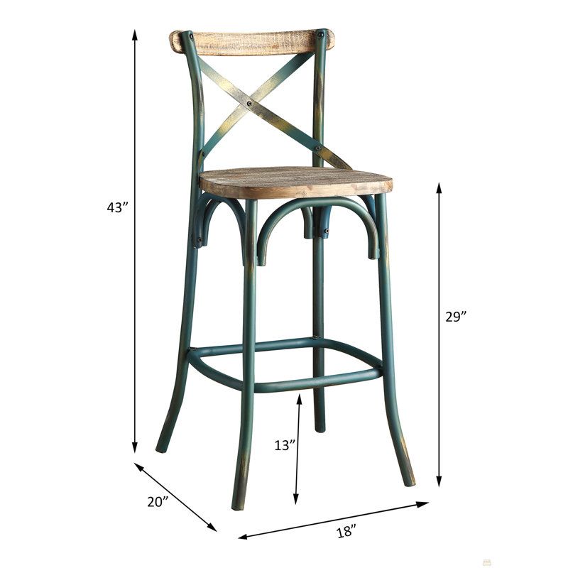 Chaise de bar à structure en métal 1 pièce, Siège brun / cadre vert