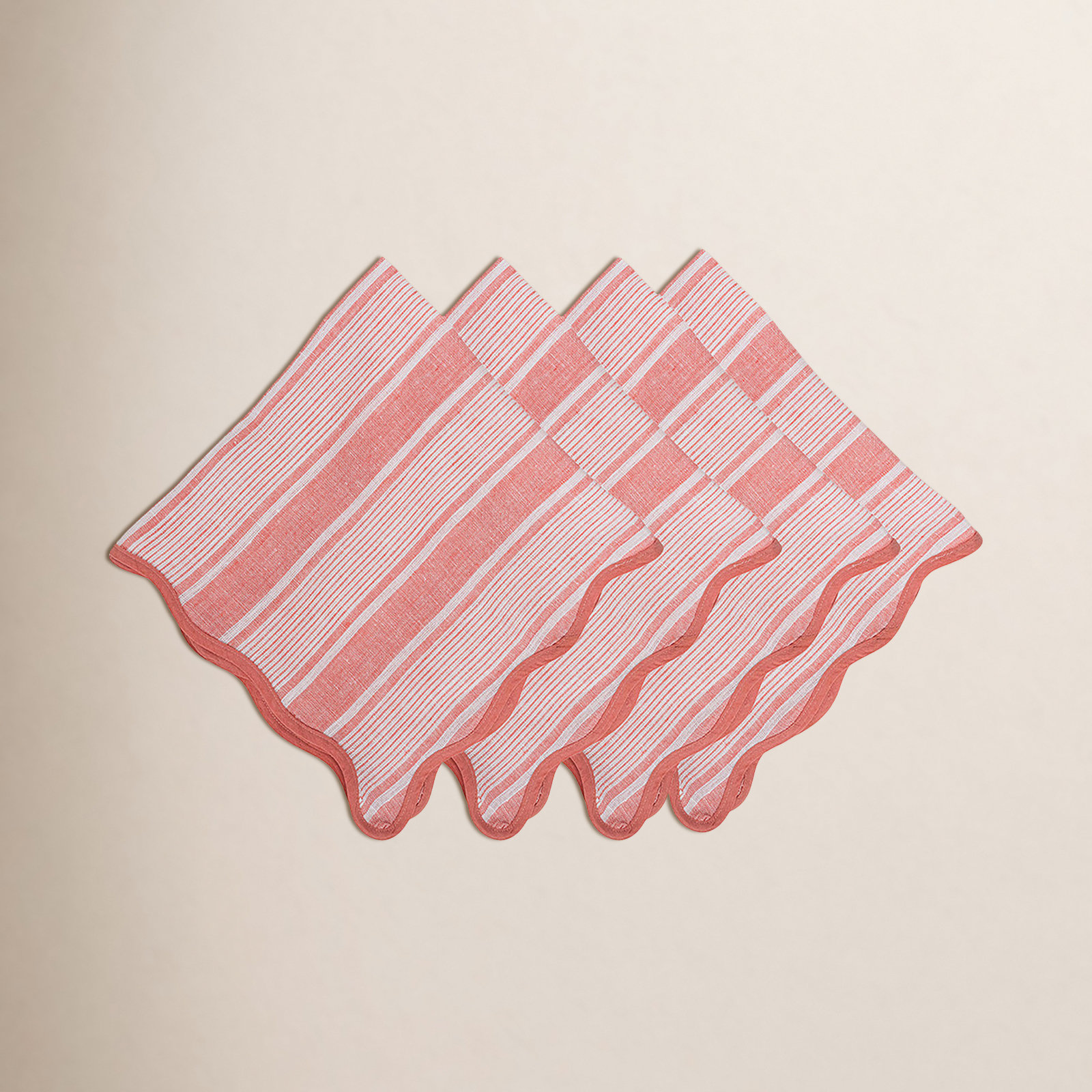 Cabana Stripe Napkin, Coral