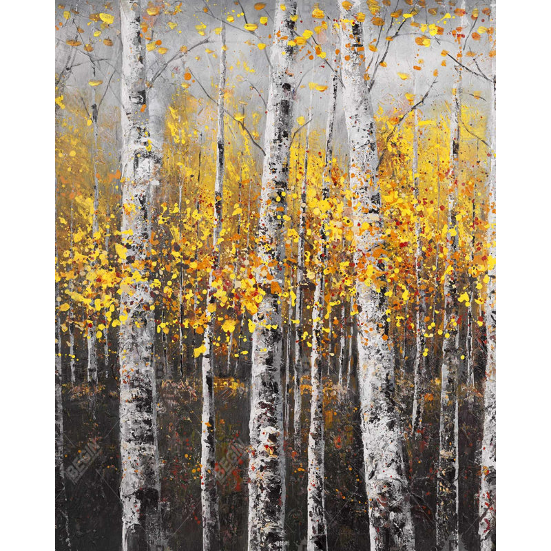 Sunny Birch Trees - Toile contemporaine pour la décoration intérieure