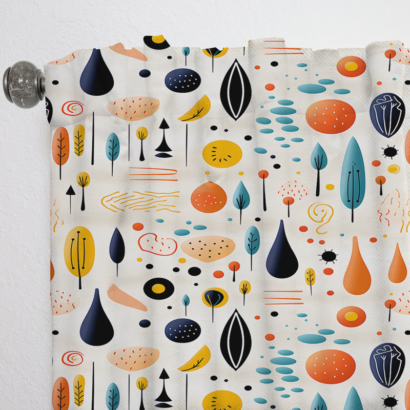 Motif de formes botaniques roses Bellrive III - Rideau abstrait - Velours obscurcissant - 1 panneau, L 52 po x L 63 po