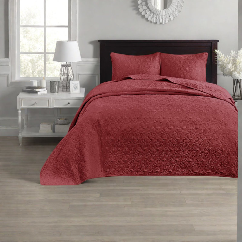 Ensemble de literie confortable en coton rouge, conception réversible pour la chambre à coucher