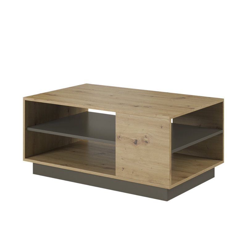 Armagh Block Coffee Table with Storage, Oak Top/Grey Base