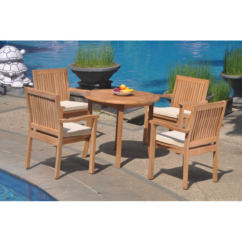 Jovanni Outdoor 3 - Piece Teak Bistro Set, 6, 30.5" H x 48" L x 48" W