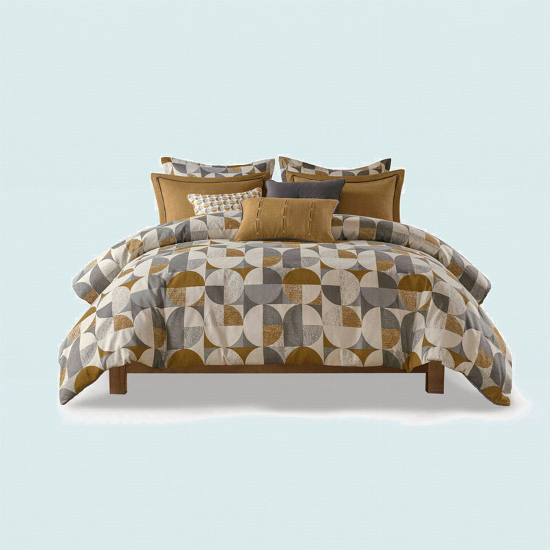 Ensemble d'édredon surdimensionné jacquard surdimensionné doré, Édredon grand + 7 articles supplémentaires