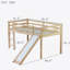 Lit simple mezzanine bas avec glissade, échelle, barrières de sécurité, lit mezzanine simple en bois d'hévéa, naturel