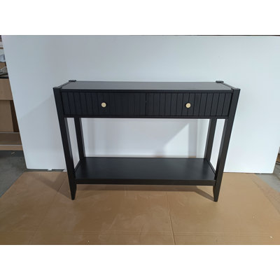 Narrow Wooden Console Table with Drawers and Storage Shelf, Perfect for Entryway, Hallway, and Living Room Decor in Black