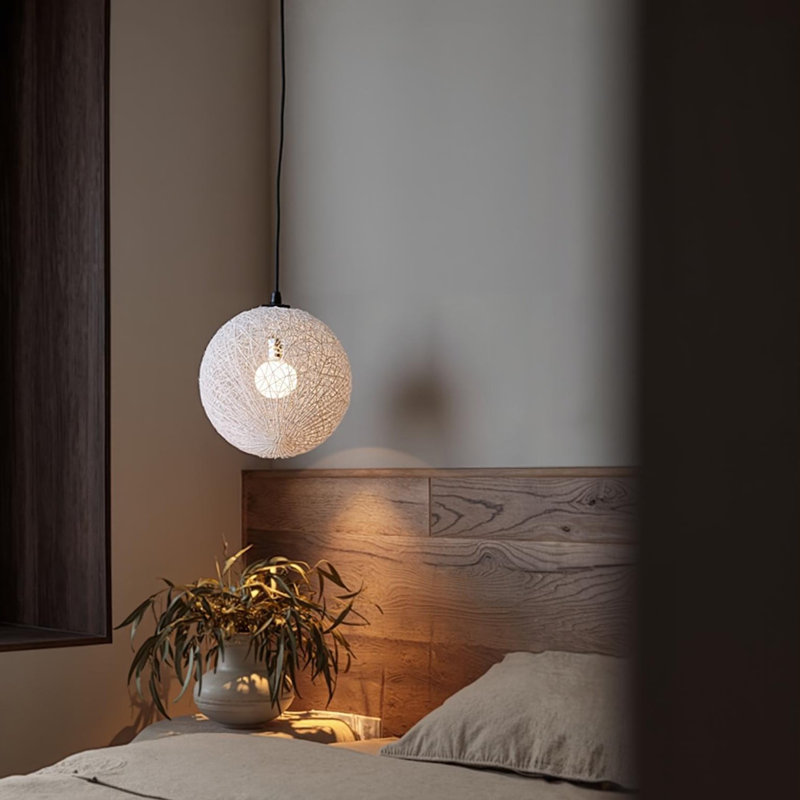 Luminaire suspendu sphère 1 lumière blanc, H 11,81 po x l 11,81 po x P 11,81 po, Blanc