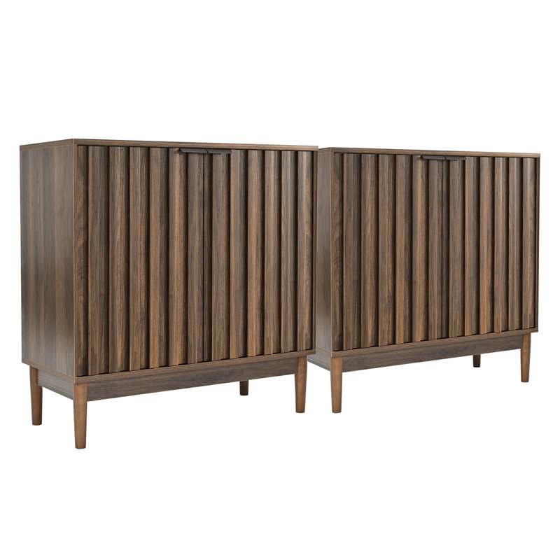 31"Sideboard with Adjustable Shelves(Set of 2), Dark Brown