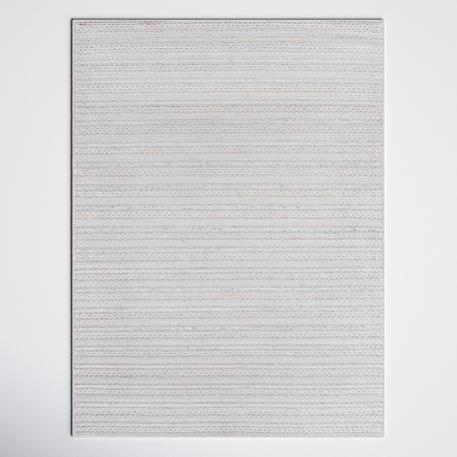 Kells Light Gray Light Blue Hand-Woven Striped Rug, Rectangle 2' x 3'