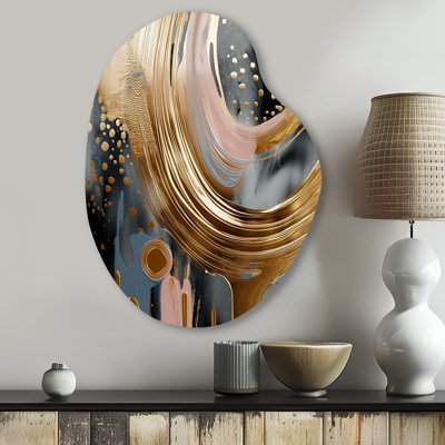 Gilby - décoration murale asymétrique en métal en marbre, reproduction d'art en métal de forme unique dorée