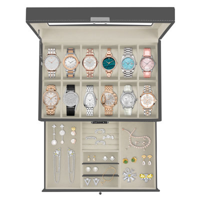 2-Tier PU Lockable Watch Box