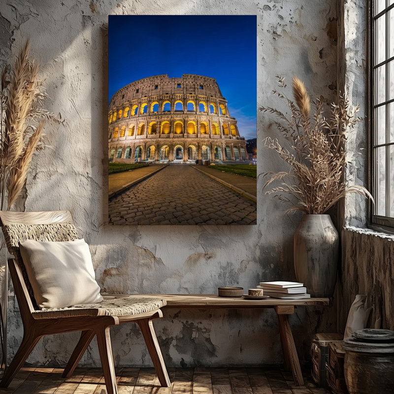 Art mural sur toile, "Vue panoramique du Colisée à Rome pendant le crépuscule", H 12 po x l 9 po