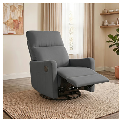 Fauteuil inclinable manuel pivotant avec rotation à 360 ° et fonction berçante, fauteuil coulissant en tissu rembourré pour le salon ou la chambre de bébé, gris foncé