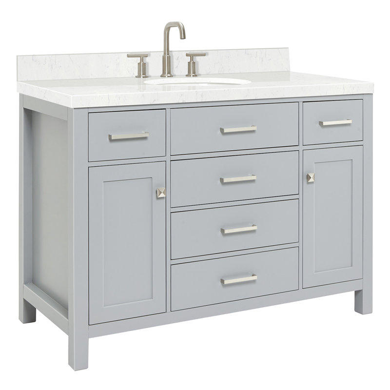 Macnair Single Bathroom Vanity with Quartz Top, Gray, 48"