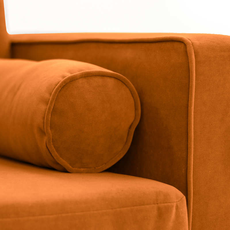 Boubacar 2 Seater Velvet Loveseat, Natural, Burnt Orange