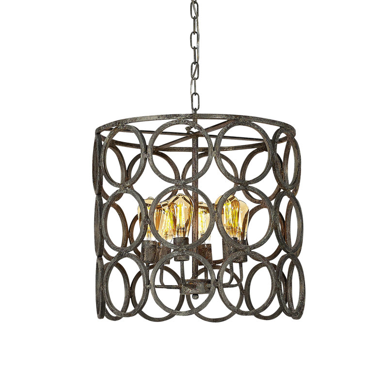 6 - Light Candle Style Drum Chandelier, Deep Ocean