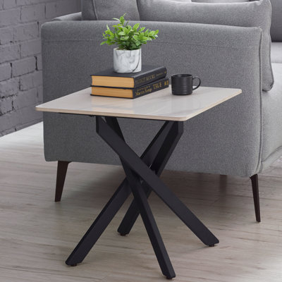 Danysha Ceramic Top Cross Legs Square Side Table
