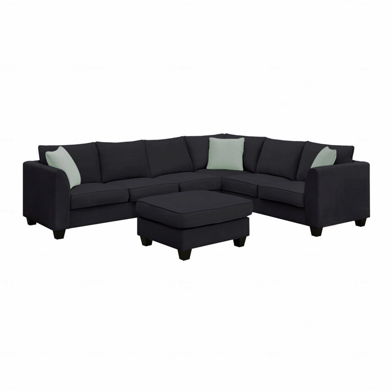 Basic Sectional Sofa, Sofa Couches Living Room Sets, 7 Seats Modular  Sofa Sofa With Ottoman, L Shape Fabric Sofa Corner Couch Set With 3 Throw Pillows