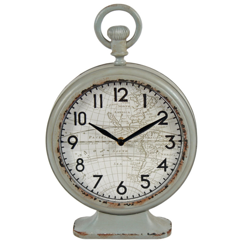 Fob Metal Quartz movement / Crystal Tabletop Clock in Grey