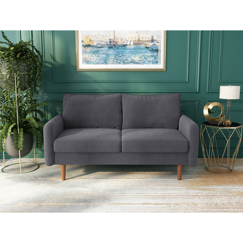 Causeuse à accoudoirs arrondis 57,8 po Morrone, Velours gris
