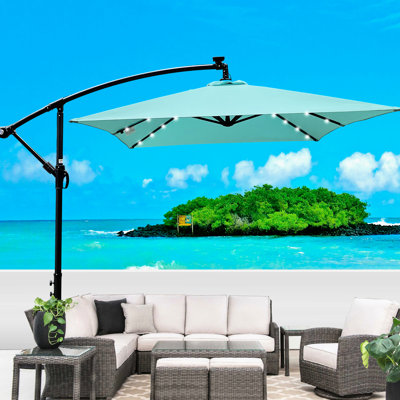 Parasol de patio rectangulaire 2X3m - à énergie solaire, résistant aux intempéries, pour piscine de jardin avec éclairage à énergie solaire