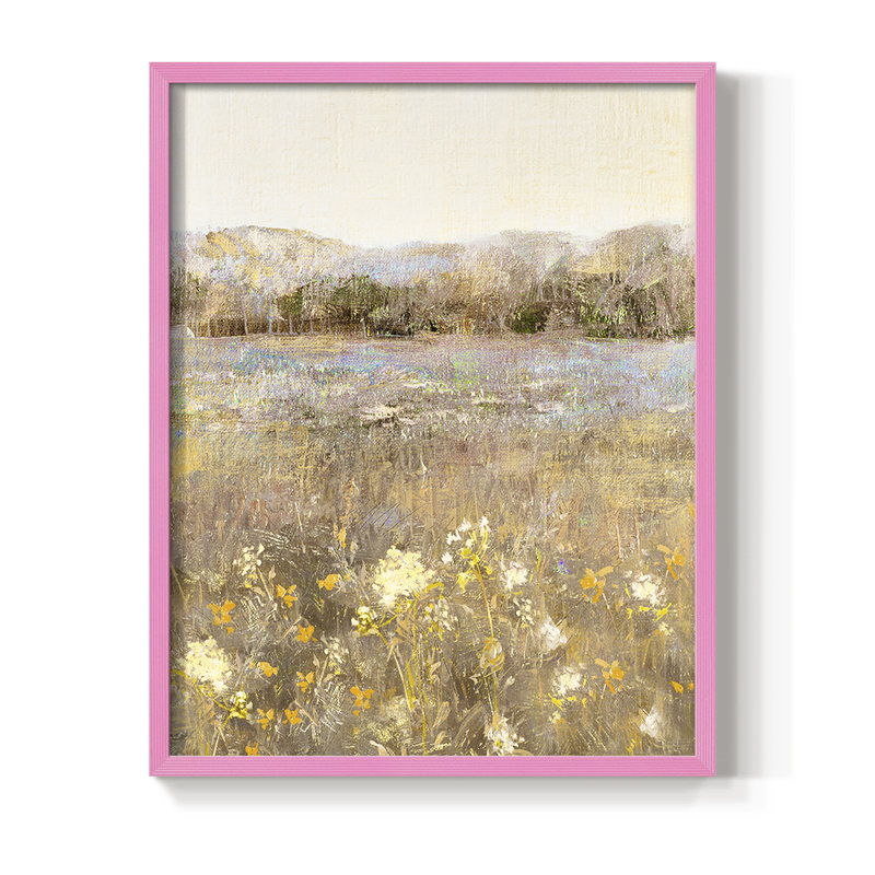 «Honey Meadow», reproduction encadrée - bois massif, Rose, H 10 po x l 8 po