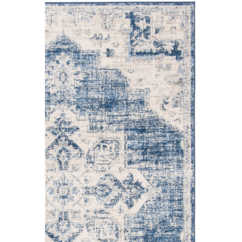 Tapis oriental bleu marine Aurelle, Rectangle 5 pi 3 po x 7 pi 6 po