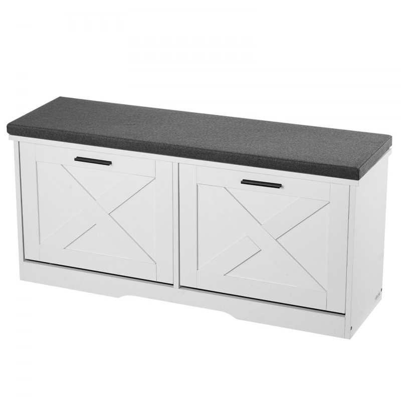 Banc à chaussures avec siège rembourré et tiroirs rabattables 39,4 po x 12,0 po x 18,7 po