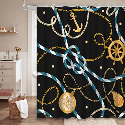 Rideau de douche imperméable à l'eau avec 12 crochets