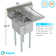  29 In. X 22 In. Stainless Steel One Compartment Sink With 16 In. X 14 In. Bowl And 12 In. Right  Drainboard