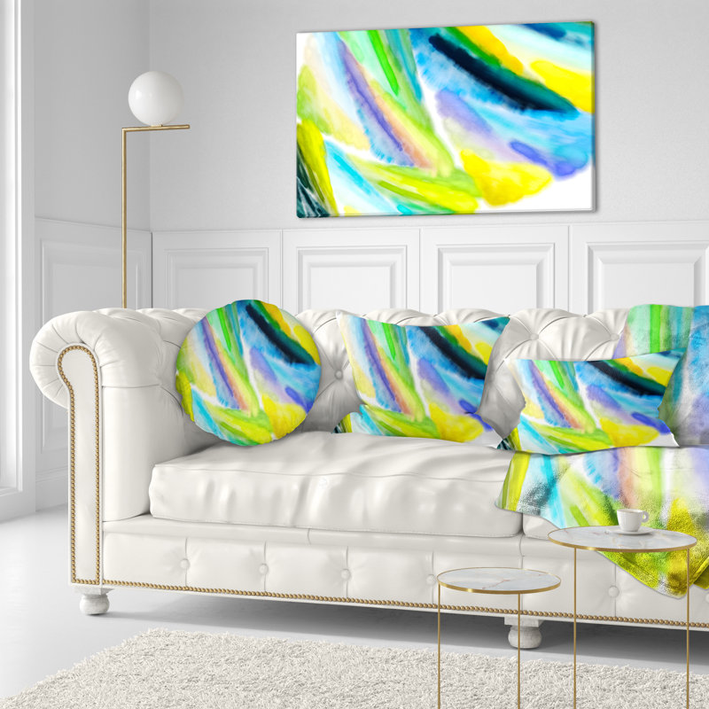 Vibrant Brushstrokes - Abstract Printed Throw Pillow, Green