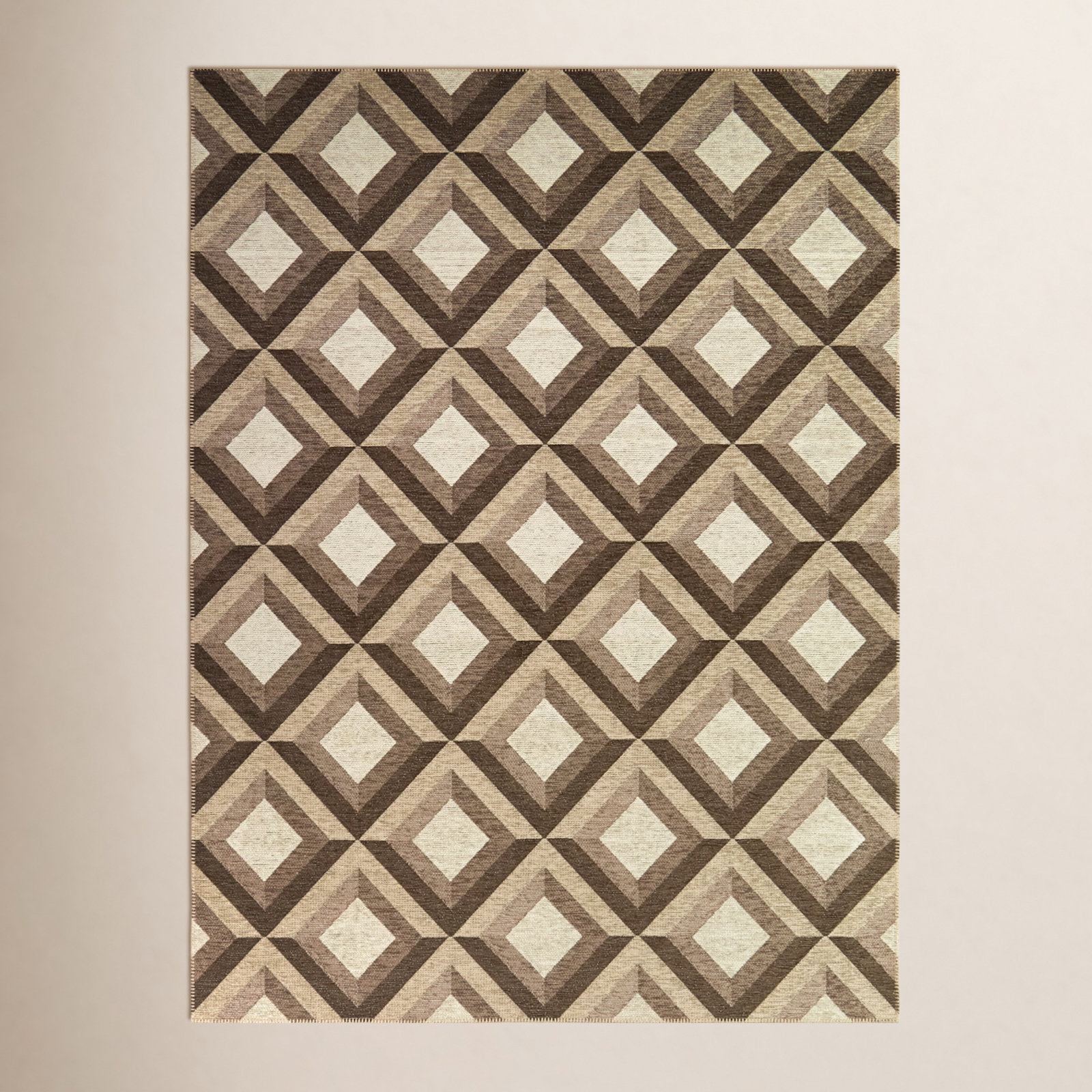 Mirena Beige Geometric Rug, Rectangle 5'3" x 7'