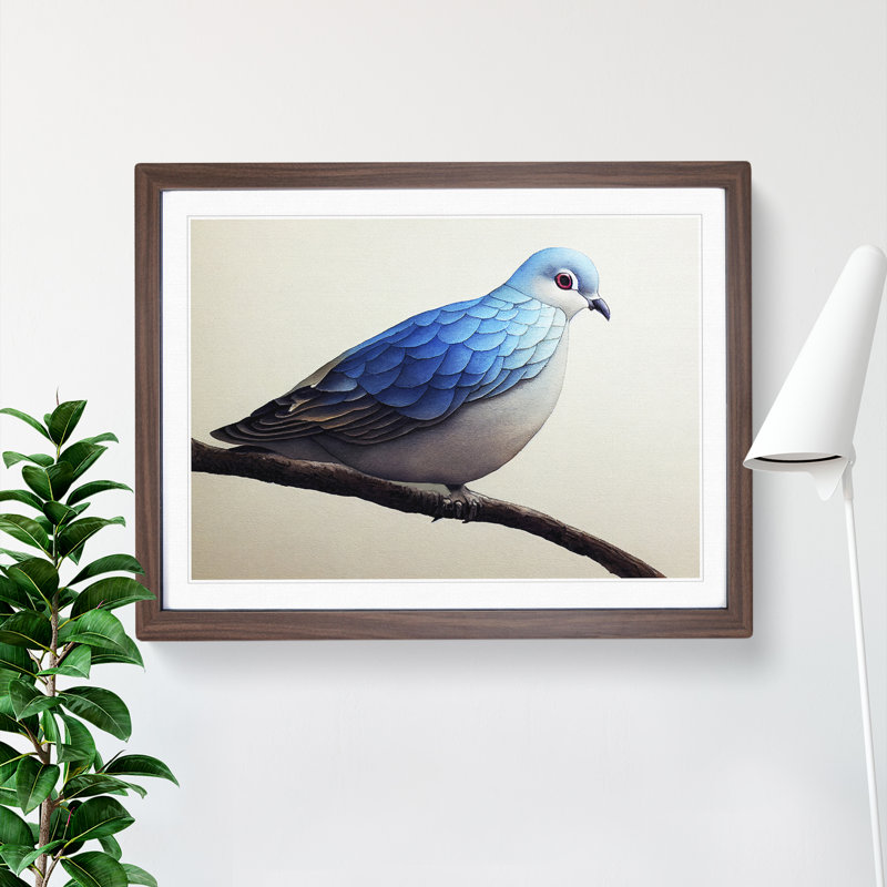 Dove Bird In Watercolour Vol.4 - Single Picture Frame Painting, 46cm H x 64cm W x 2cm D, Walnut Framed