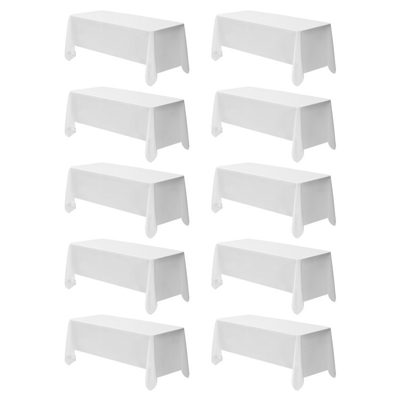 Nappes blanches pour tables rectangulaires, 70 x 120 pouces, vêtements de table réutilisables et lavables à la machine, housses de table en tissu de polyester infroissable pour mariage, fête, banquet