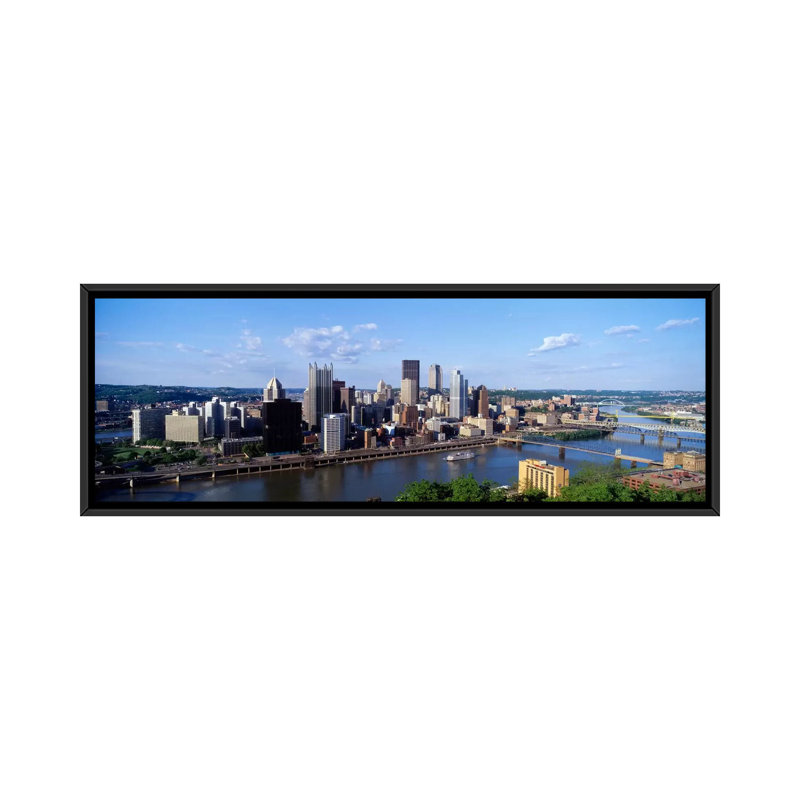 «Monongahela River, Pittsburgh, Pennsylvania» par Panoramic Images - impression sur toile tendue, Toile avec cadre noir