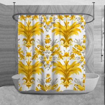 Rideau de douche Acanthus en méditerranée blanc / jaune