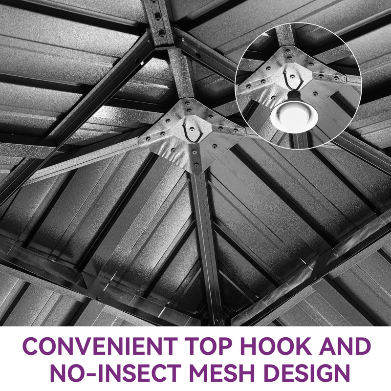 Aluminum Patio Gazebo  with Curtain and Netting, 10 ft. x 10 ft.