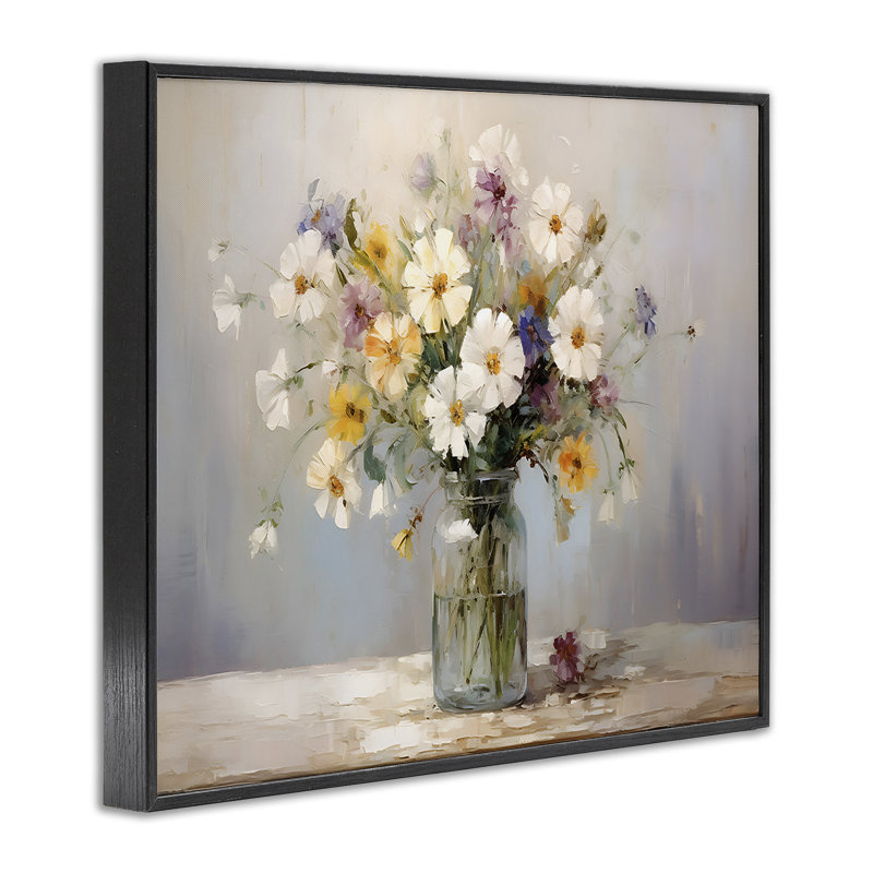 Fleurs sauvages en verre, estampe numérique par Franklyn Gregory, H 11 po x l 14 po, Giclée encadrée noir minuit