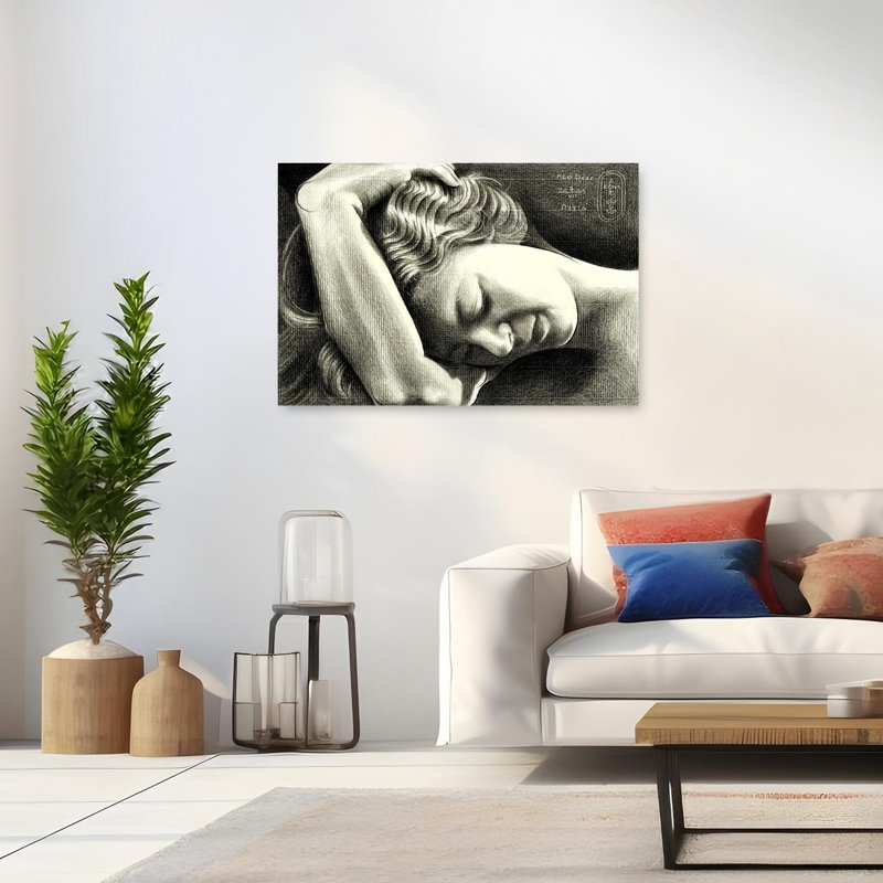 «Peaceful Sleeping Woman», reproduction d'art mural contemporain abstrait, 32" H x 48" W