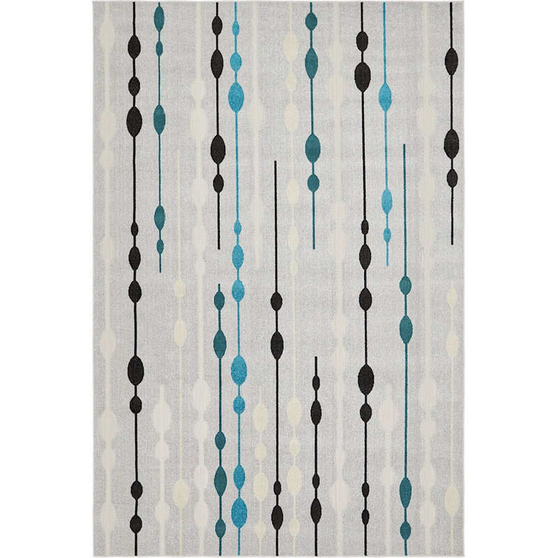 Tapis de véranda d'extérieur à pois gris, Rectangle 5 pi x 8 pi