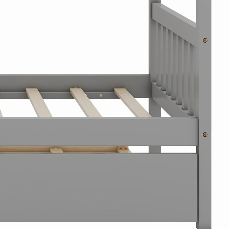 Lit en bois avec couchette, Gris