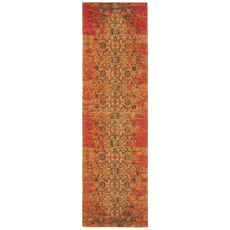 Tapis en coton rétro classique, Tapis de couloir 2 pi 3 po x 8 pi