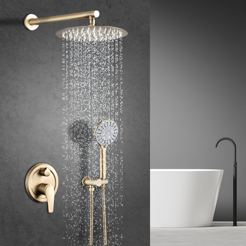 Robinet de douche mural seulement, Or brossé