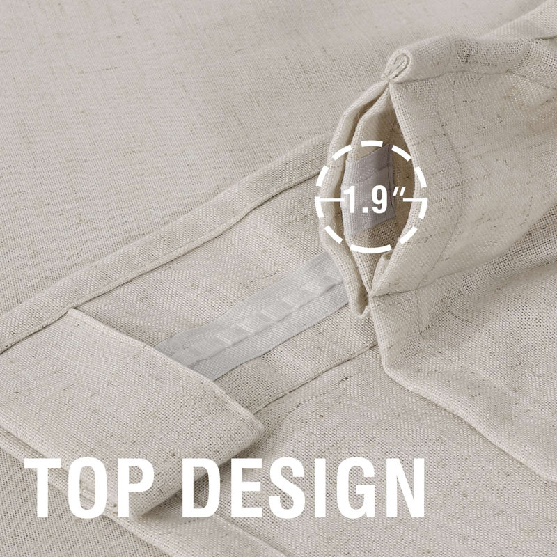 Linen Curtain for Bedroom/Living Room Back Tab Loop Pocket Linen Fabric Curtain Drapes Soft Rich Material Privacy Drape Panels for Farmhouse, 2 Panels