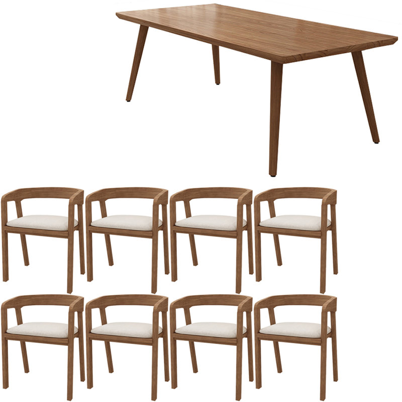 Nordic style full solid wood dining table set, 29.5"H x 94.4"L x 39.3"W