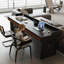 Bureau rectangulaire en bois massif noir avec 4 tiroirs-1800779670