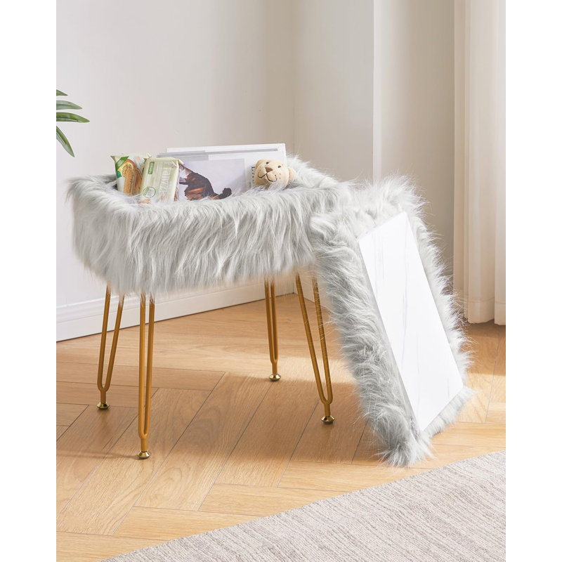 Plush makeup chair footstool