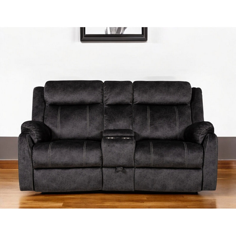 Causeuse inclinable manuelle en microfibre 70 po avec rangement 70 po