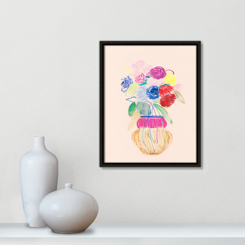 «Simple Floral II» par Bea Dina, Toile encadrée flottante espresso, Pas de tapis, H 15,5 po x l 12,5 po x P 2 po