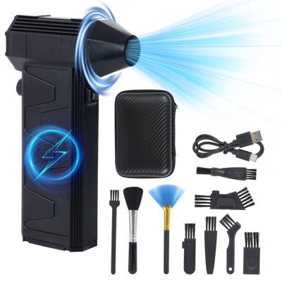 Yesurprise GarveeHome Mini Air Duster, Compressed Air Duster, Rechargeable Cordless Electric Air Blower 130000RPM Adjustable with 9 Brushes & Storage Box, Ideal